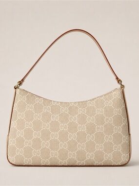Vintage Y2K Monogram Mini Baguette Bag – Cream Canvas Shoulder Bag